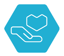 care graphic with a hand and a heart